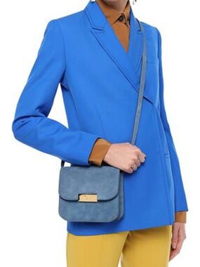 Victoria Beckham Eva Crossbody Bag in Dusty Blue Suede
